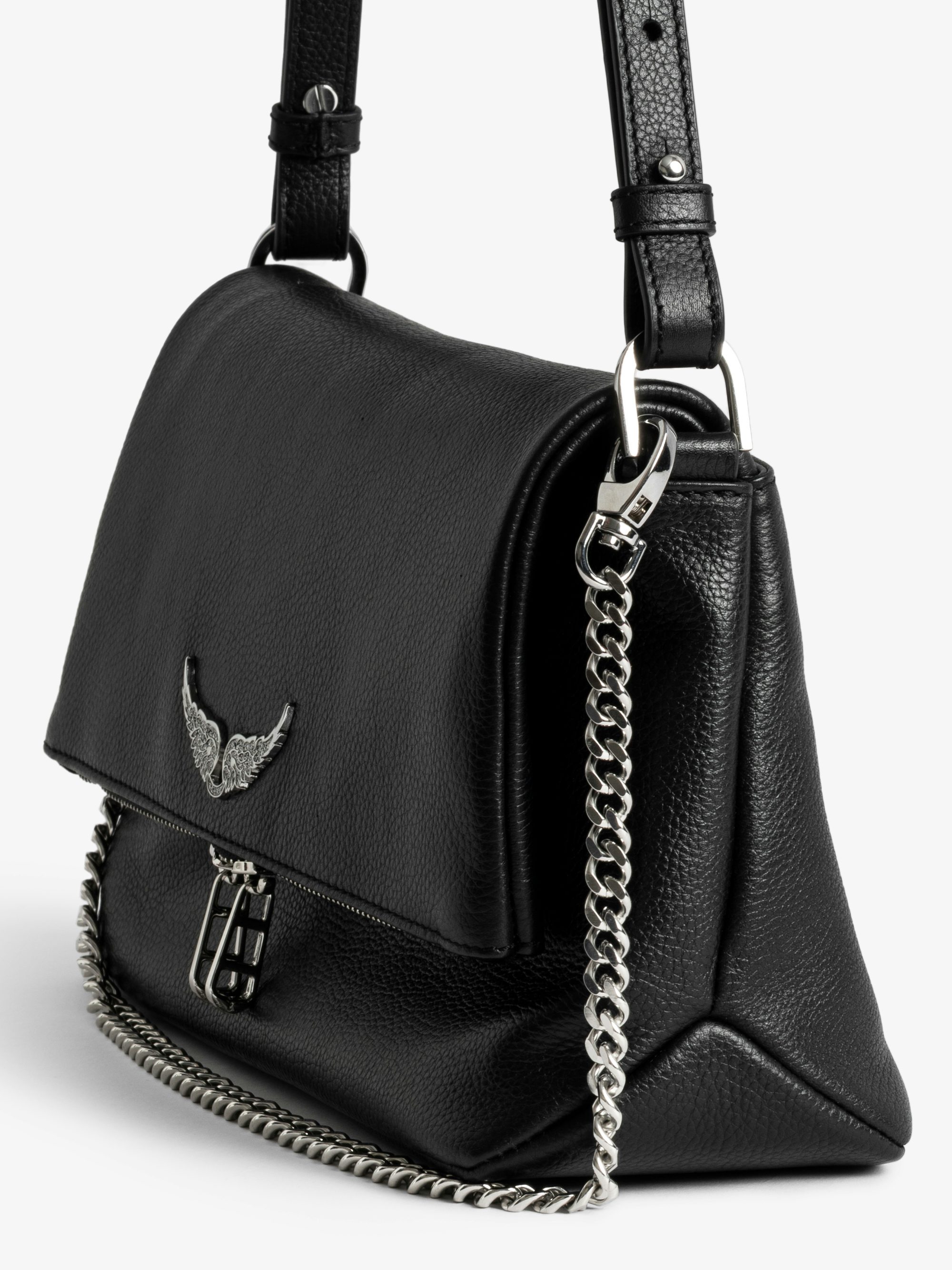 Rocky II Bag - Grained leather shoulder bag with chain and signature wings.